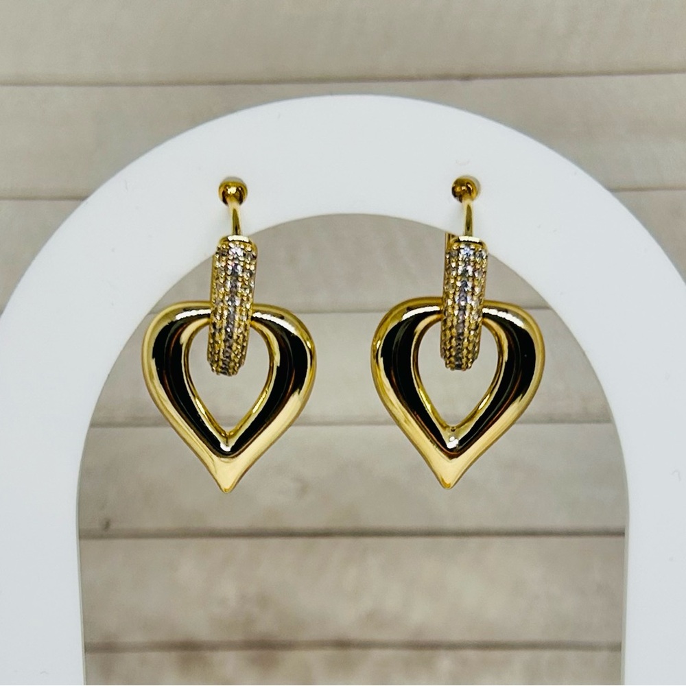 Gold Heart Hoop Earrings